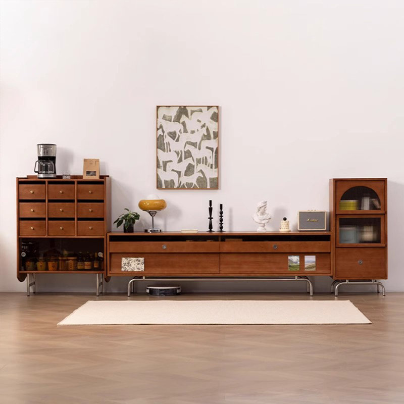 Meuble télé en bois de noyer massif, H 22,62 po x l 70,87 po x P 15,75 po