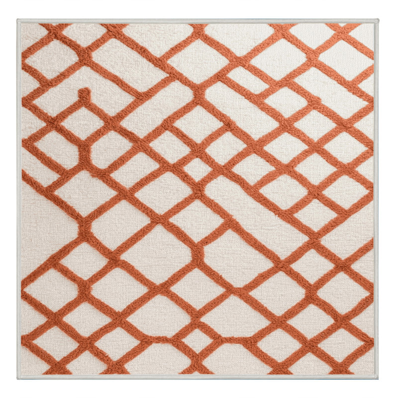 Tapis beige en treillis lavable à la machine, Carré 3 pi