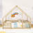 Wood House-Shaped Floor Bed With Fence-1307813703-1307813707