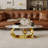 Elegant Luxury Coffee Table - Faux Marble Top with Stainless Steel Base-1912349866