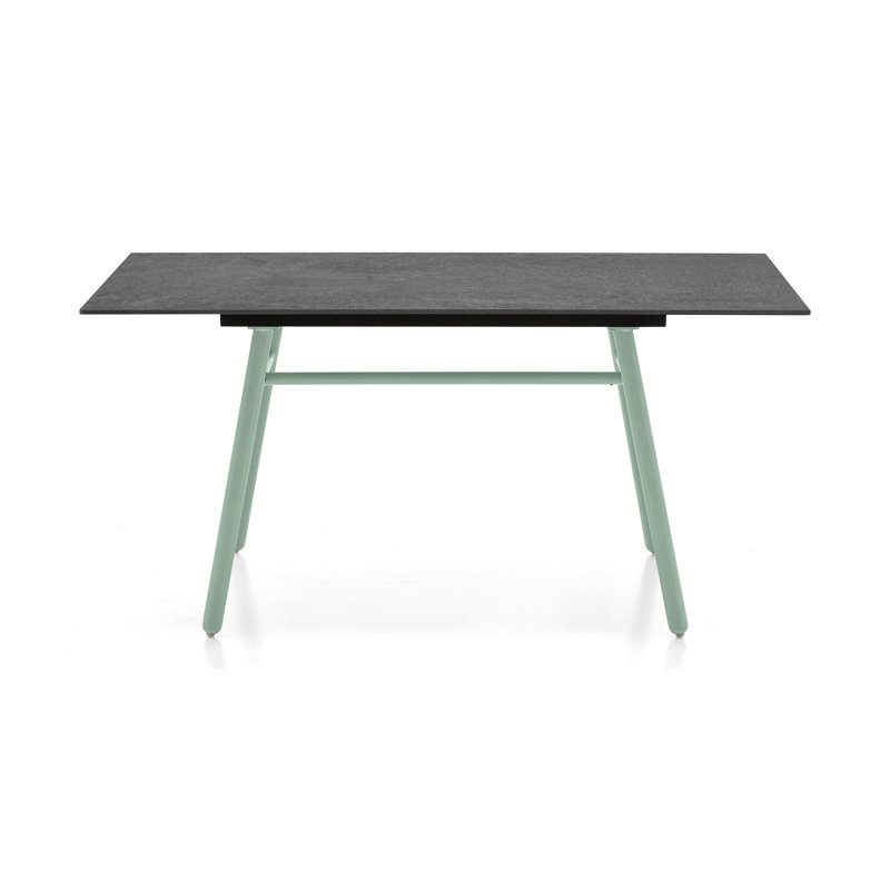 Yo! Outdoor Dining Table with Metal Legs, Cardoso Black, Matt Thyme Green