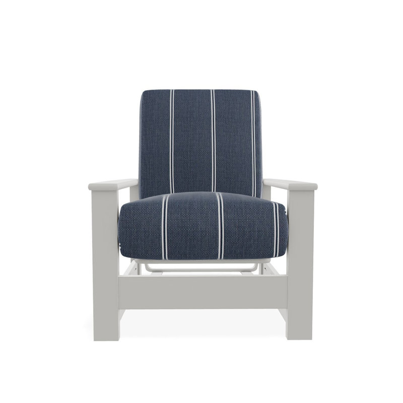 Leeward Marine Grade Polymer Deep Seating Cushion Arm Chair with Hidden Motion, Black/White, Gray