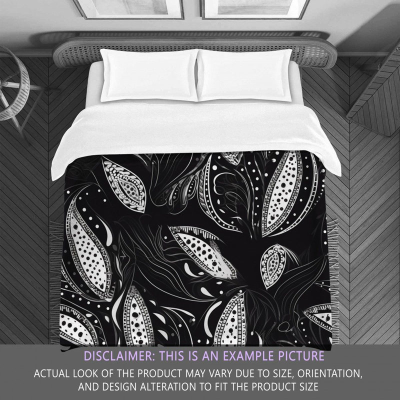 Botanical Black/White Microfiber Comforter, King Comforter