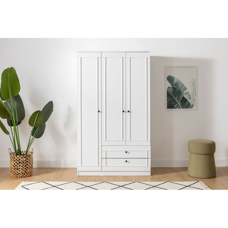 Tektas 3 Door Manufactured Wood Wardrobe, 178cm H x 105cm W x 52cm D