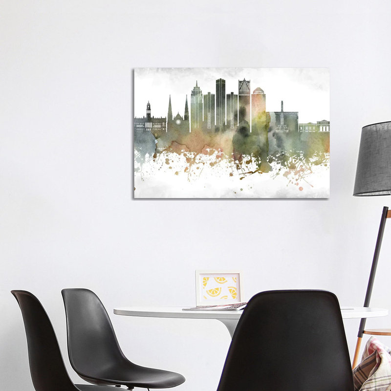 Detroit Skyline 1 Piece Wrapped Canvas Wall Art, 101.6 cm H x 66.04 cm W x 3.175 cm D