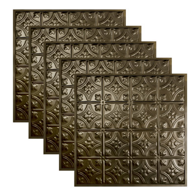 Hamilton 23.75'' L x 23.75'' W Textured Tin Drop-In Ceiling Tile In Bronze Burst
