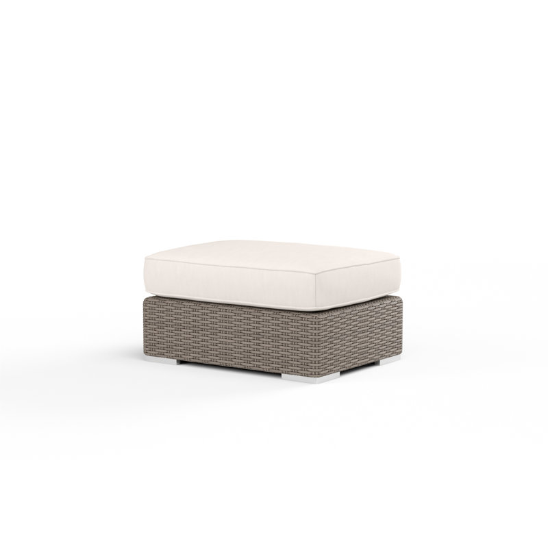Coronado Outdoor Ottoman, Canvas Flax Sunbrella®, Light Brown