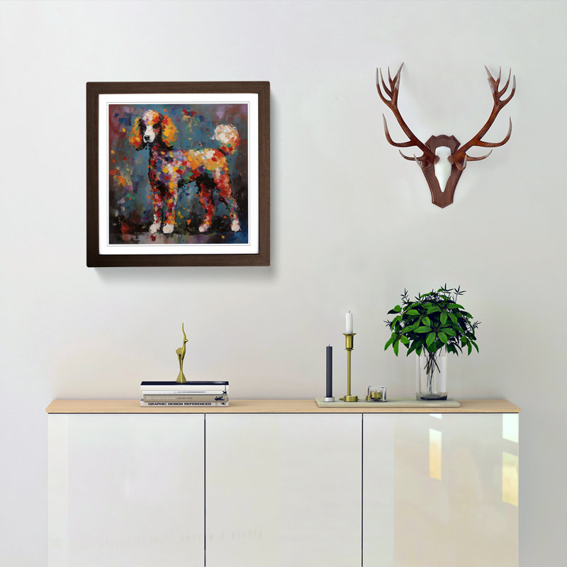 Poodle Abstract Expressionism - Framed Print, Walnut