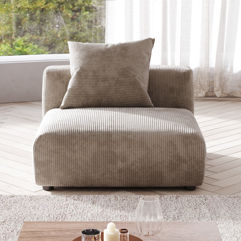 Nikodemos Upholstered Slipper Chair with Accent Pillow, Light Brown