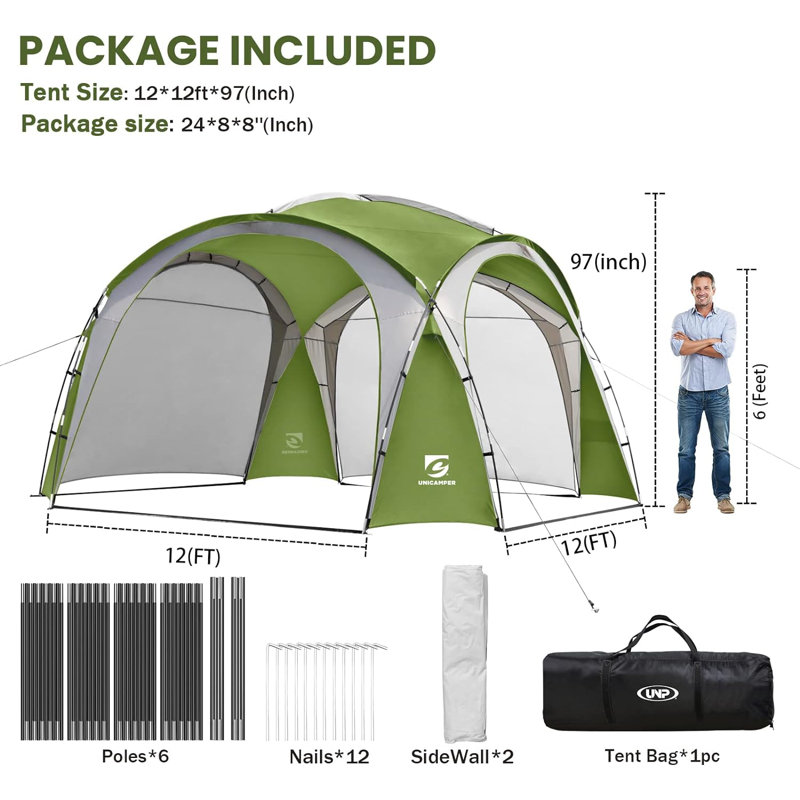 Abri de soleil pour tente de plage 12 x 12 pi pour le camping ou la cour arrière