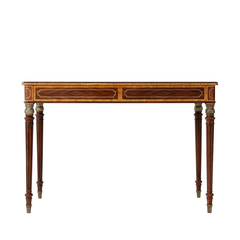 Mahogany and Etimoe Veneer Writing Desk with Brass Accents