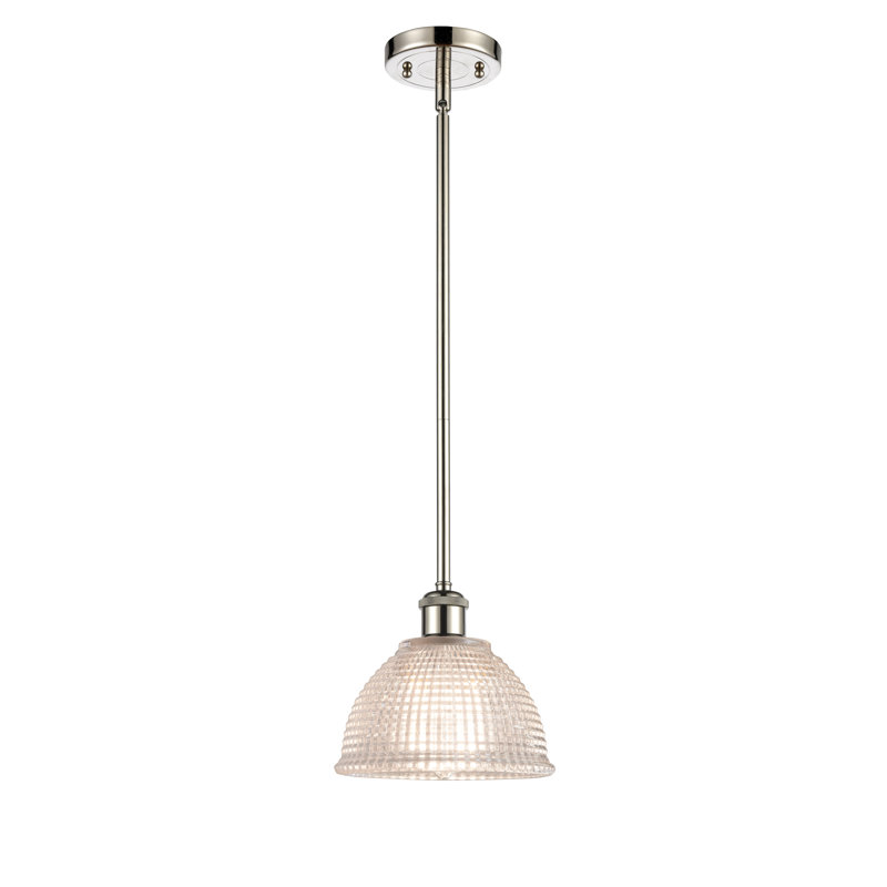 Luminaire suspendu en forme de cloche à 1 lumière Efrain, Nickel poli, Ampoule non incluse