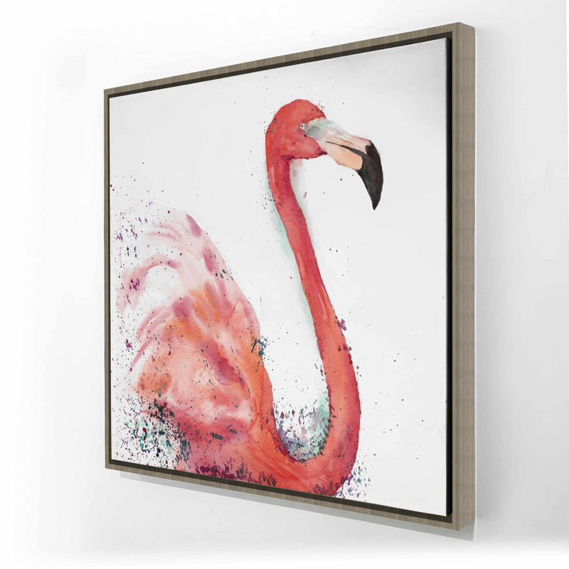 «Splashing Flamingo - Rose best-sellers», décoration sur toile encadrée
