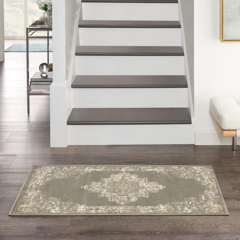 Burnie Oriental Olive Area Rug, Runner 2'3" x 7'3"