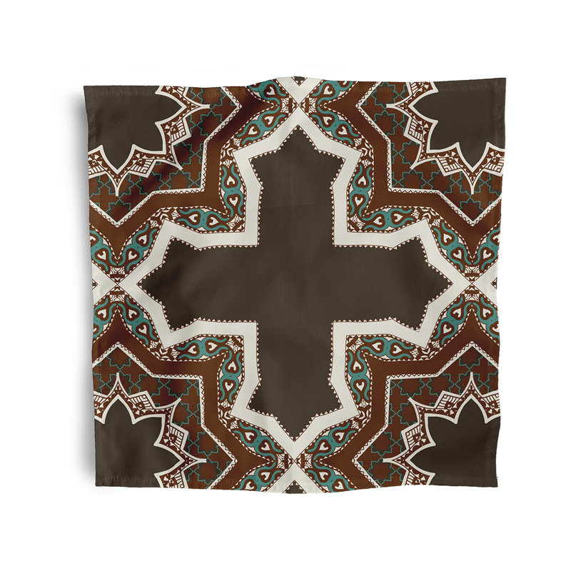Artai Polyester Geometric Square Napkin, Brown