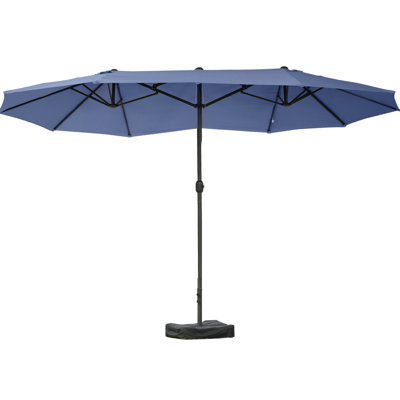 15' Patio Umbrella, Dark Blue Rectangular Steel - Stain Structure, Easy Crank, Double Sided For Patio, Garden Corrosion Proof, Garden,