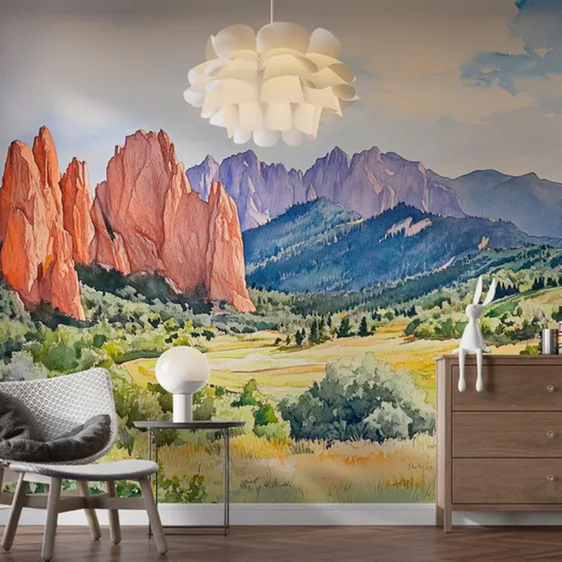 Panneau mural Red Rock Canyon & Mountain Valley, L 96 po x l 108 po
