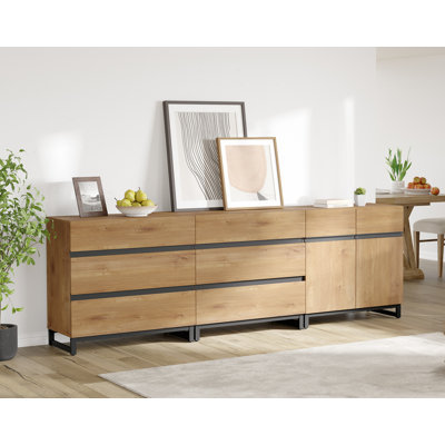 Aadam Wood 6-Drawer Dresser with Metal Base