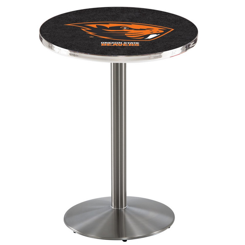 Round Metal Base Dining Table, Stainless Steel, Oregon State University