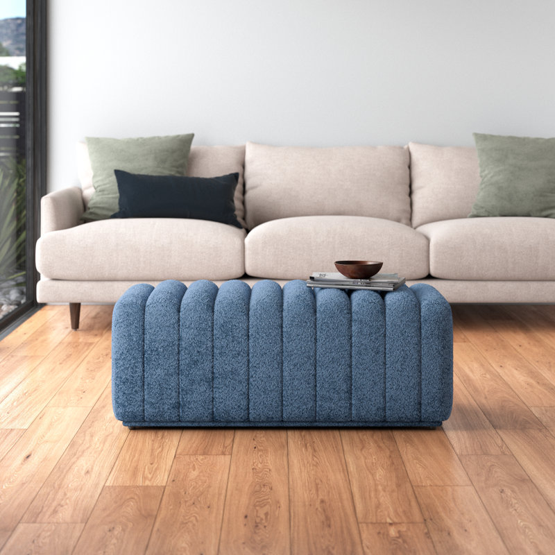 Repose-pieds en tissu Sherpa Barny, Sherpa bleu