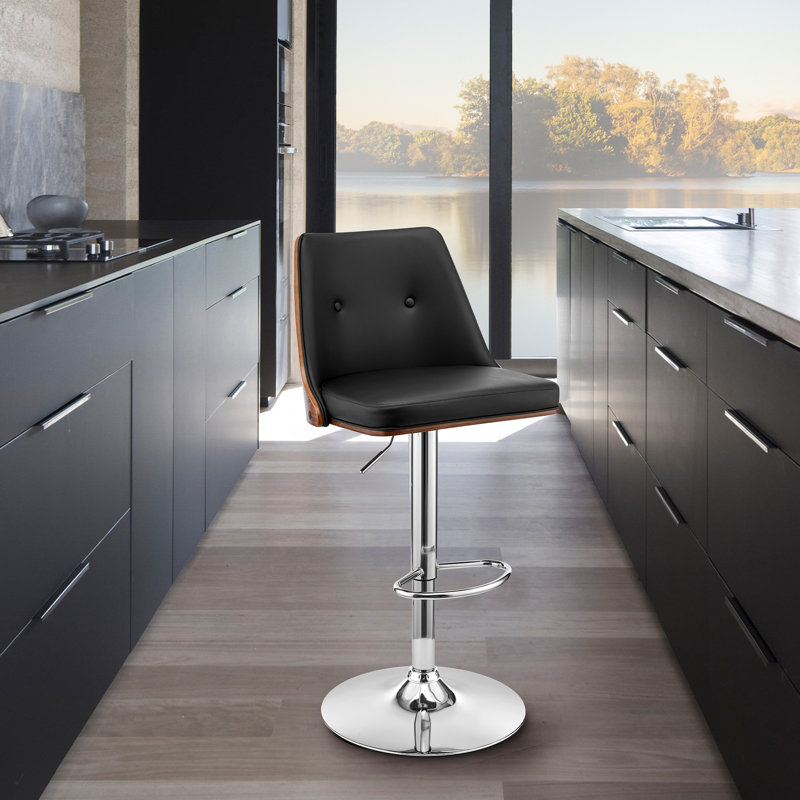 Tabouret de bar Mulaykah Mid-Century, Chrome, Crème