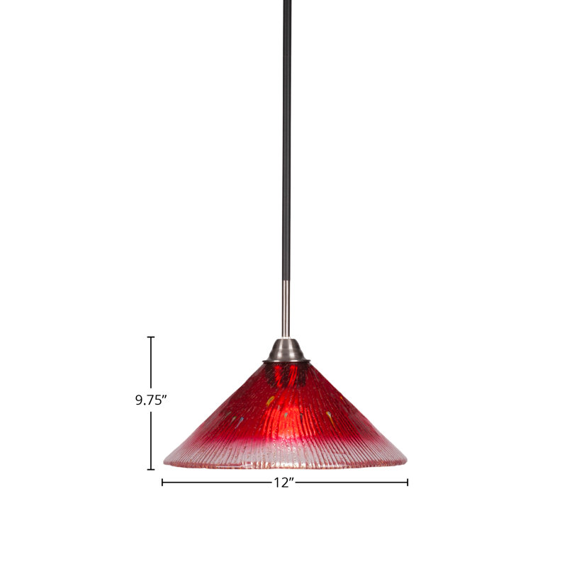 Luminaire suspendu à tige Averyon Paramount illustré en verre au fini nickel brossé, H 57,75 po x l 12 po x P 12 po