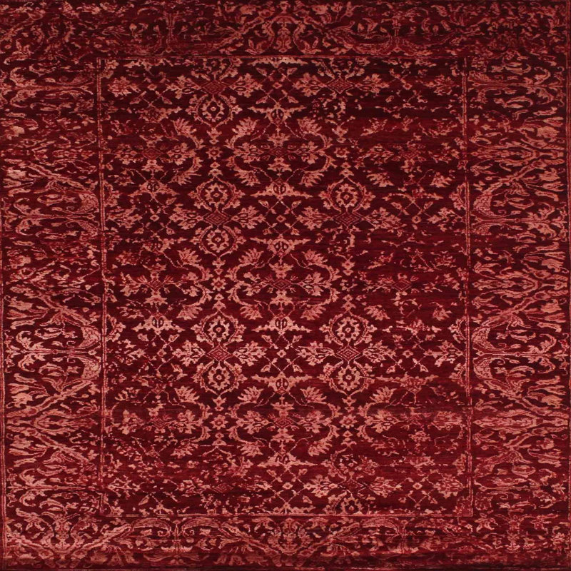 Tapis oriental rouge foncé, Rond 8 pi