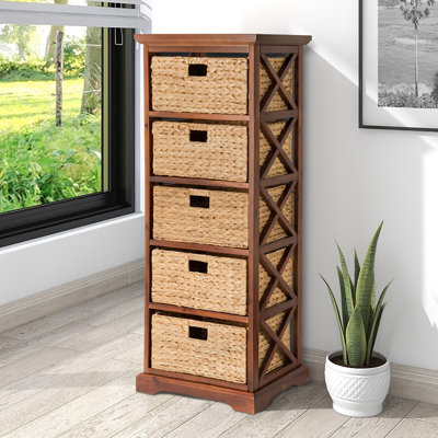 Commode de rangement à 5 tiroirs, armoire de rangement en bout, noyer Lefkowski