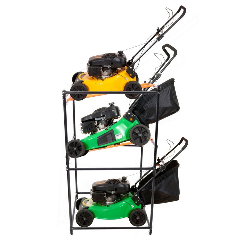 Présentoir de tondeuse à gazon et support de rangement Tondeuse à gazon 3 pièces Capacité de charge de 330 lb de couleur noire et orange