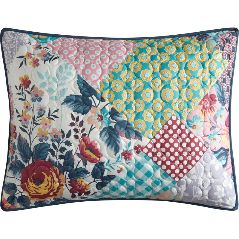 Cottage Charm Blue Patchwork Microfiber Queen Quilt Set