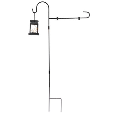 Solar Lighted Lantern Garden Flag Holder Stake