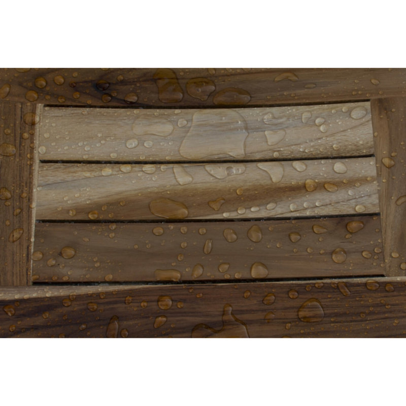 Banc de douche en bois massif Damietta, Brun naturel, H 18 po x l 12 po x P 18 po