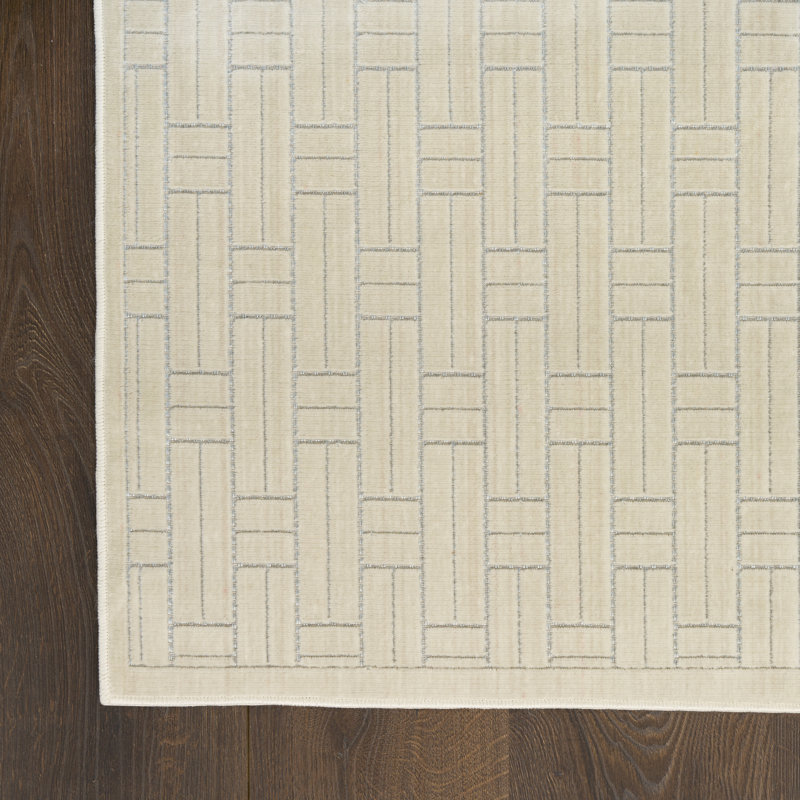 Tapis ivoire moderne lavable 2 pi x 3 pi Nourison, Rectangulaire 2 pi x 3 pi