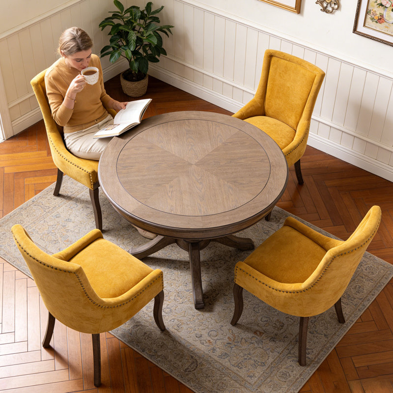 Ensemble de 2 chaises d'appoint de cuisine en bois massif avec garniture cloutée et support pour haut dossier Farmhouse, capacité de poids de 350 lb