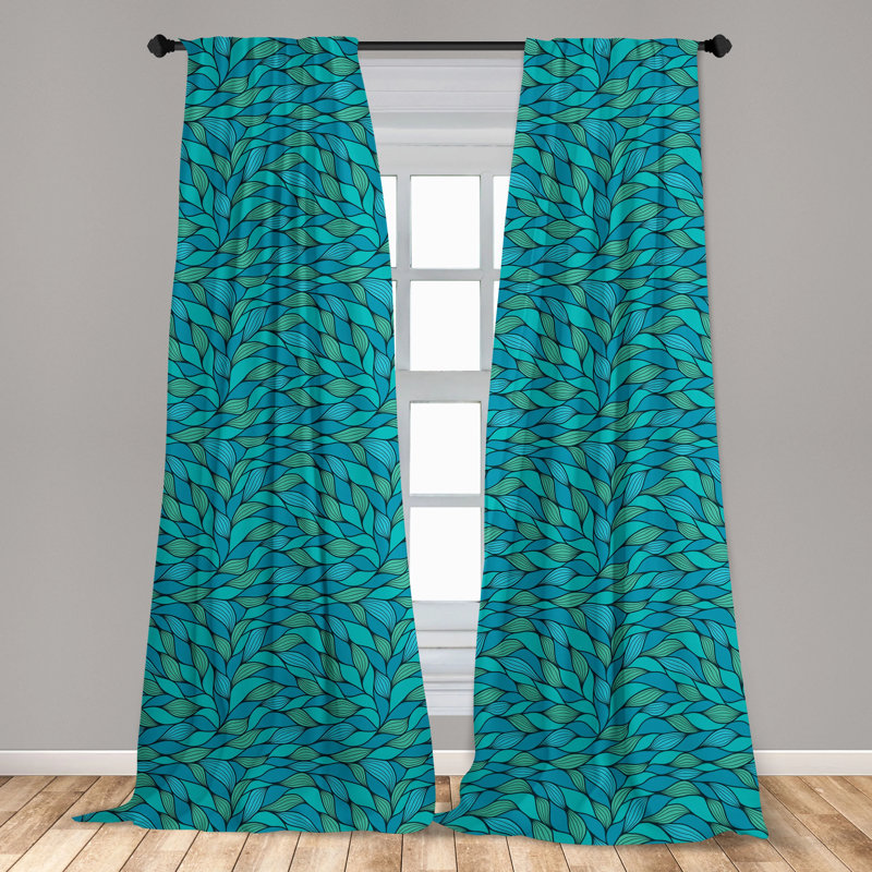Teal Blue Polyester Rod Pocket Room-Darkening Curtain Panels, 28" x 63"