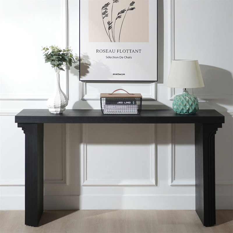 Console 58 pouces en bois noir minimaliste moderne pour vestibule, salon et couloir - décor décoratif polyvalent