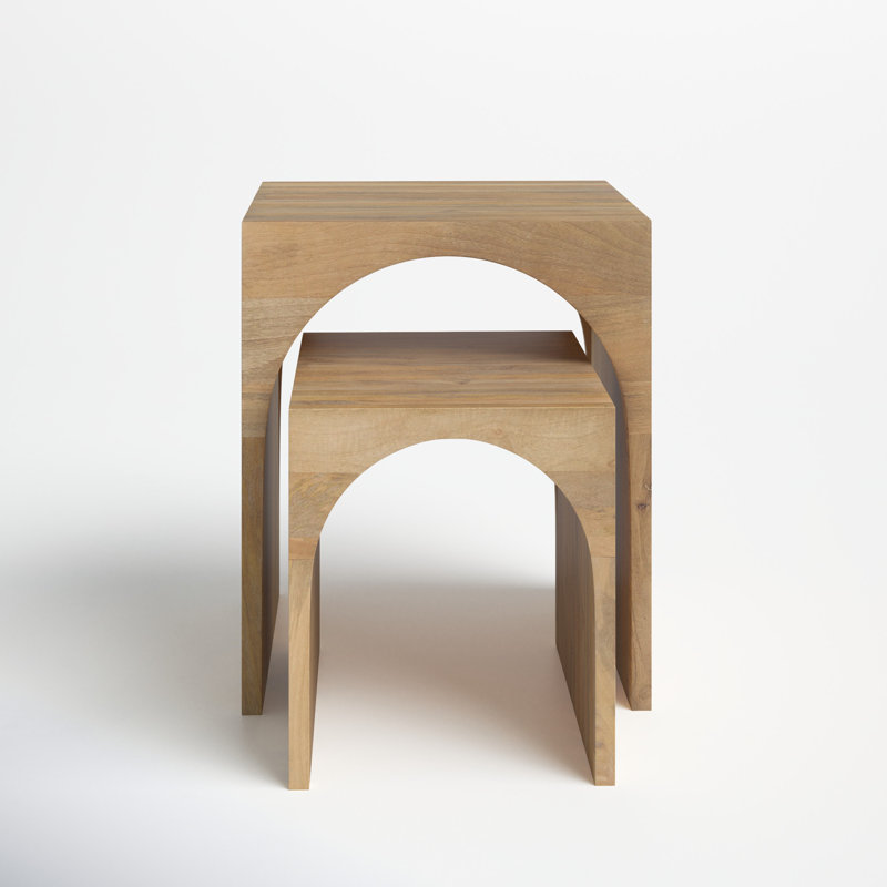 Natural Mango Wood Nesting Tables Set of Two