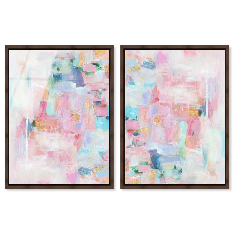 Douceur subtile - Ira Comleva, grande estampe abstraite encadrée en deux parties, format 30 x 40 pouces, par Art Remedy, cadre en noyer.