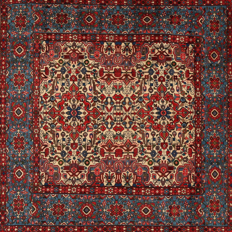Tapis 100% traditionnel lavable à la machine 2219, Carré 4 pi