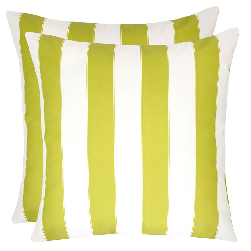 Striped Outdoor Reversible Throw Pillow, Lime, 20" x 20"