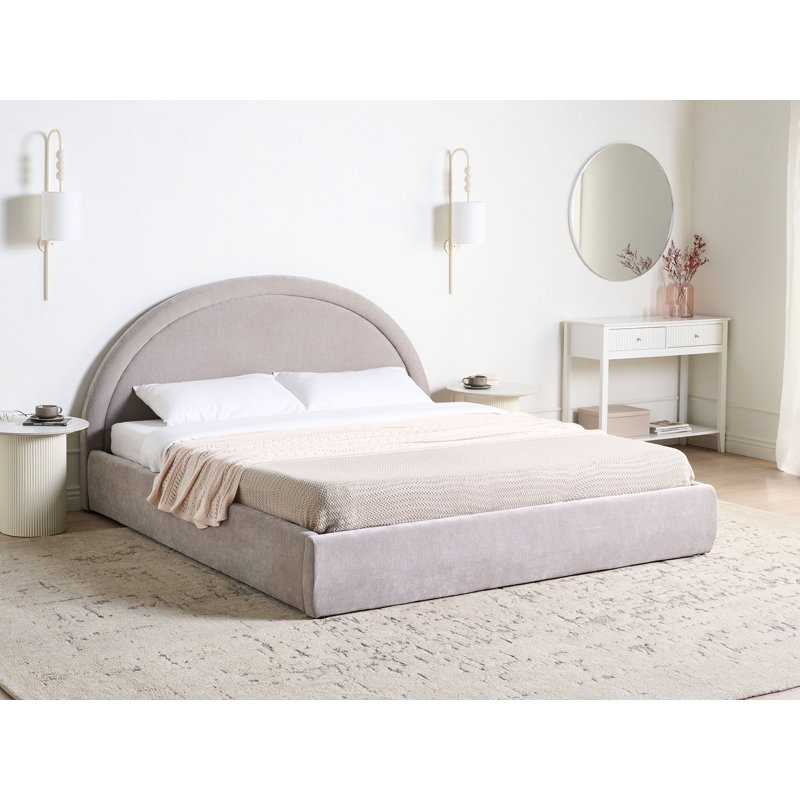 Upholstered Lift Up Storage Ottoman Bed, Super King (6'), Taupe
