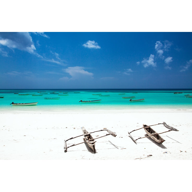Beautiful View Of Beach by DKart - No Frame Print on Canvas, 30cm H x 46cm W
