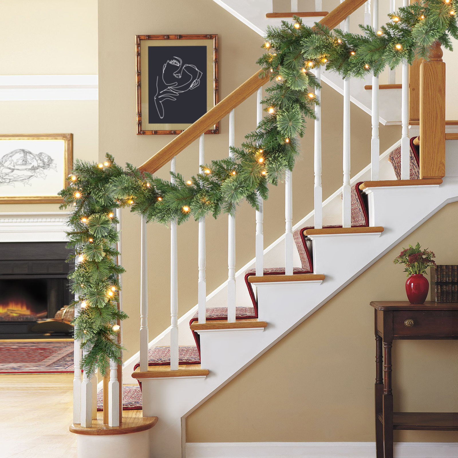 118'' in. Lighted Faux Pine Garland