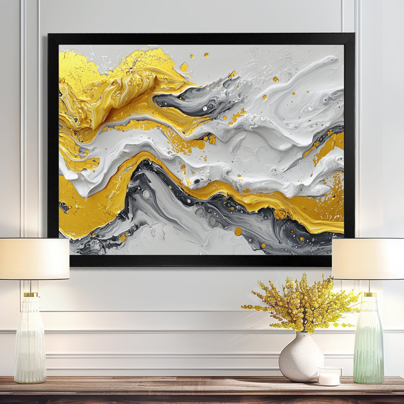 Amezcua - Abstract Large Wall Art, Cadre simple, Noir, noir, noir, noir, H 12 po x l 20 po