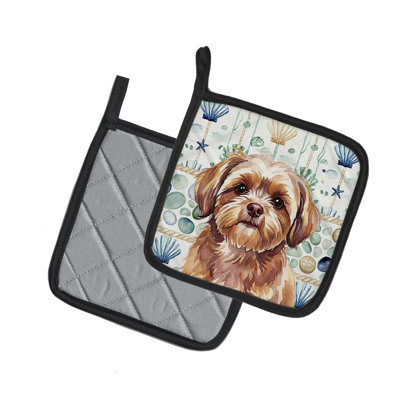 Paire de poignées en verre Sea Shih Tzu