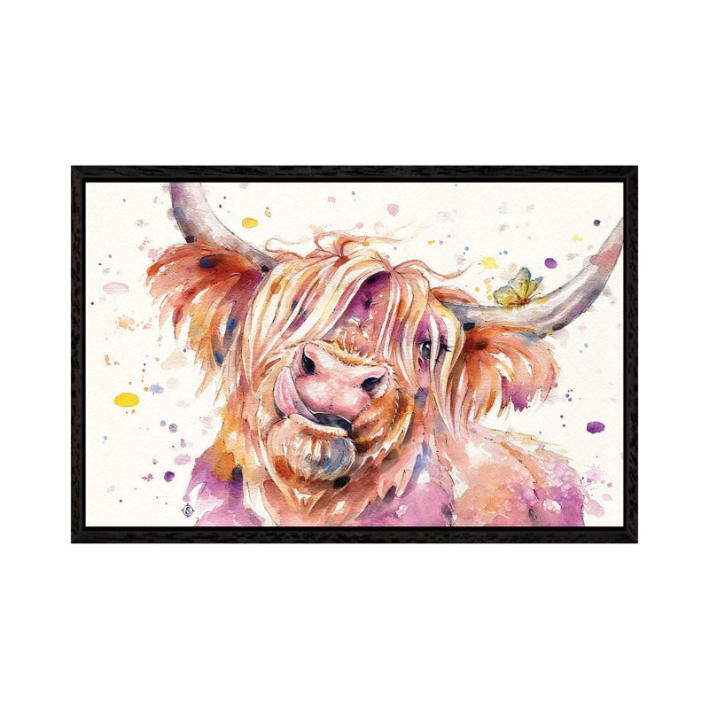 Bad Hair Don't Care (Scottish Highland Cow) by Sillier Than Sally - Print on Canvas, Black Framed, 66.04 cm H x 45.72 cm W