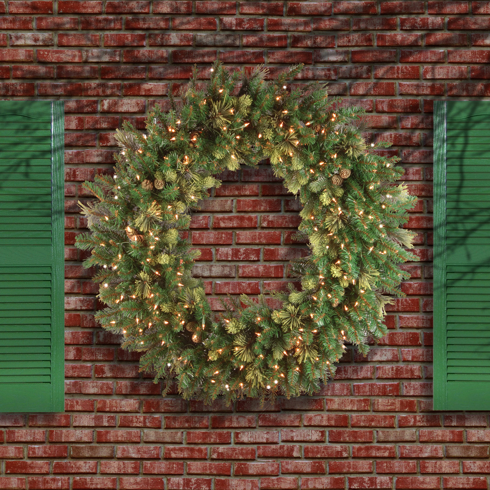 48" Pre-Lit Pine Wreath