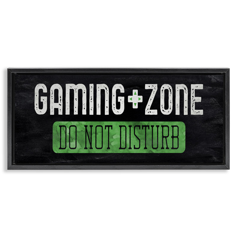 Cadre flottant Do Not Disturb Gaming Zone, conçu par CAD Designs, H 11 po x l 25 po, Cadre flottant noir de jais
