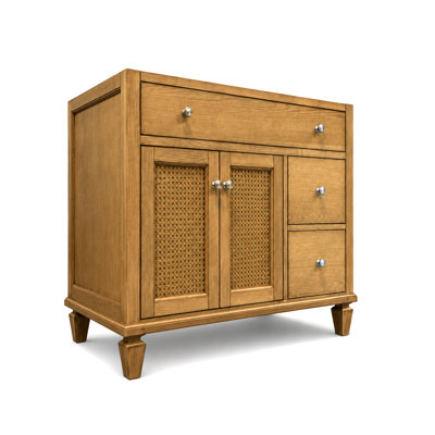 Marly Rich Walnut Wood Grain Finish 36 in. W x 21 in. D Single Sink Freestanding Bathroom Vanity  Base