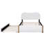 Lit double tapissier double avec lit gigogne, polaire blanc pour lit gigogne et bois de pin, tête de lit Better Sleep-121104283-121104282